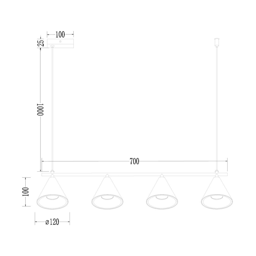 Csillár zsinóron CONE 4xGU10/10W/230V arany/fekete