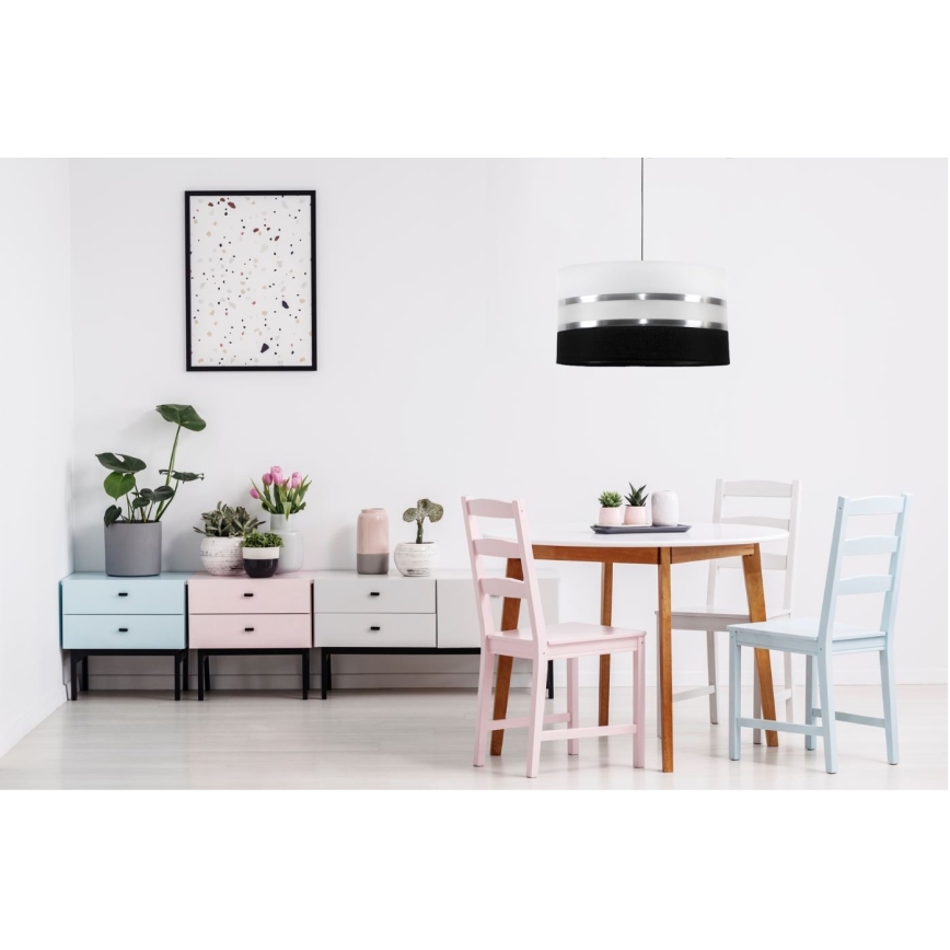 Csillár zsinóron CORAL 1xE27/60W/230V fekete-fehér