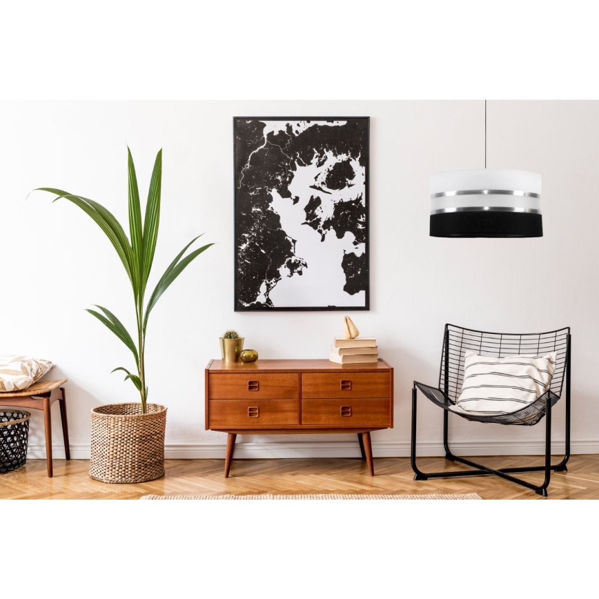 Csillár zsinóron CORAL 1xE27/60W/230V fekete-fehér