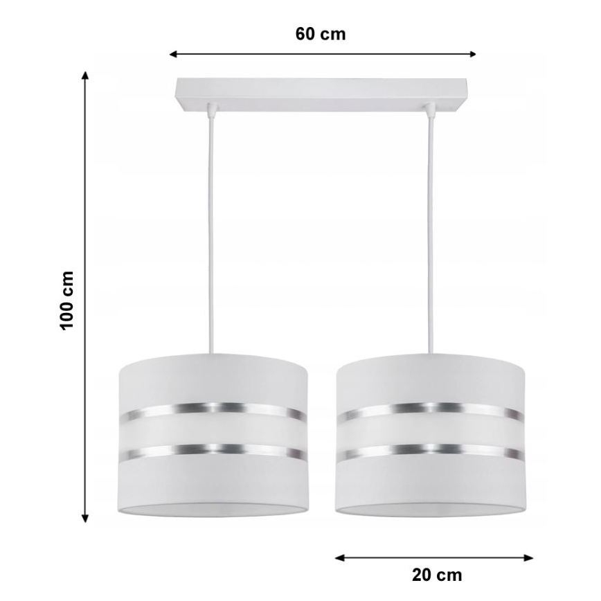 Csillár zsinóron CORAL 2xE27/60W/230V fehér