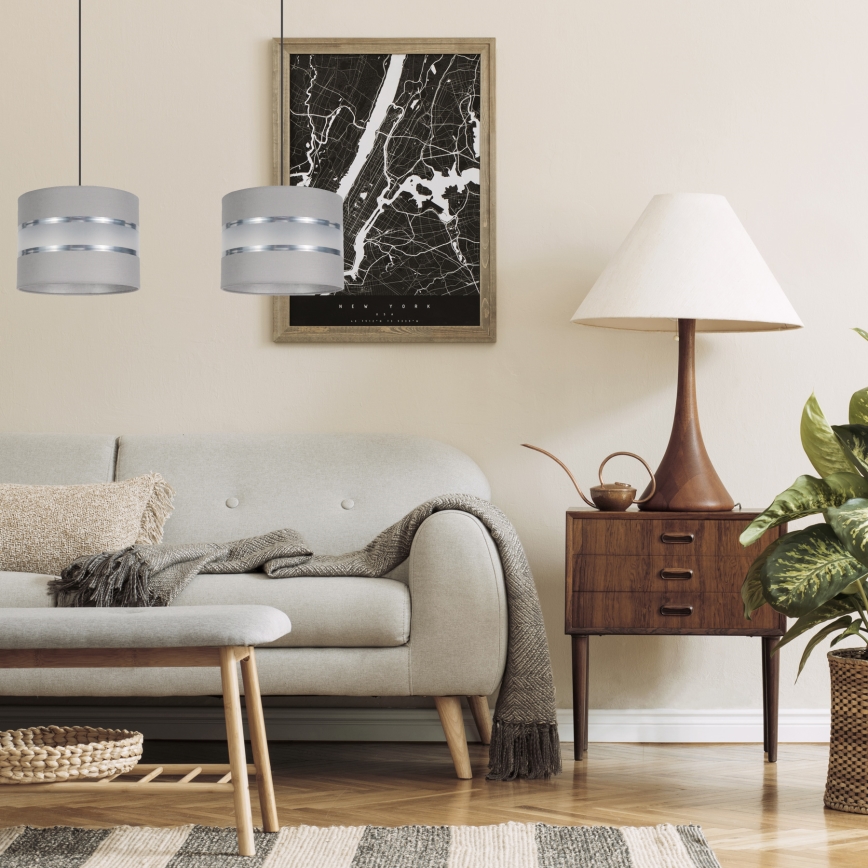 Csillár zsinóron CORAL 2xE27/60W/230V szürke