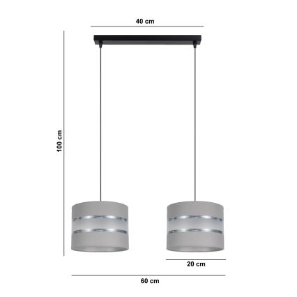 Csillár zsinóron CORAL 2xE27/60W/230V szürke