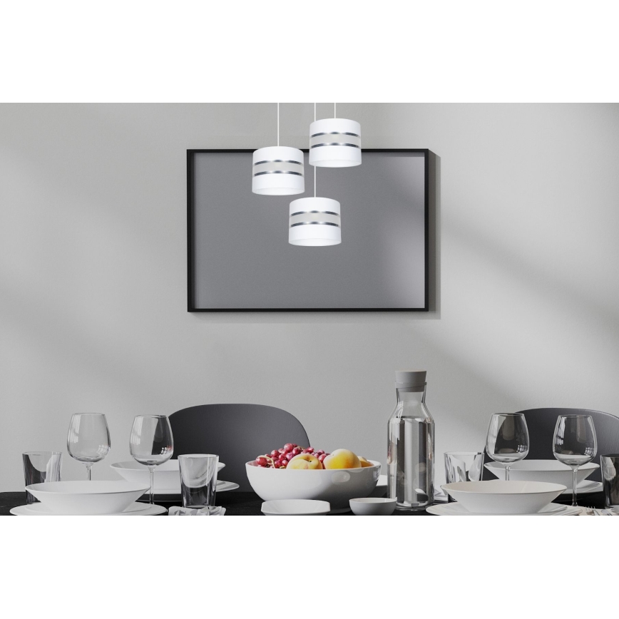 Csillár zsinóron CORAL 3xE27/60W/230V fehér/matt króm átm. 45 cm