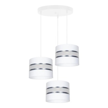 Csillár zsinóron CORAL 3xE27/60W/230V fehér/matt króm átm. 45 cm