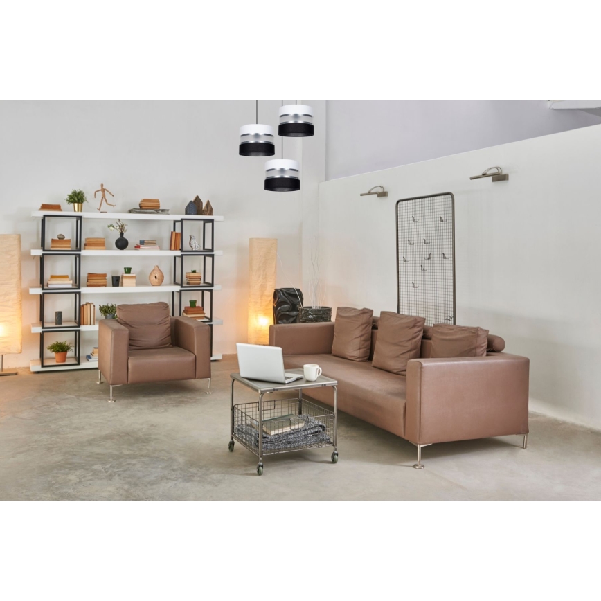 Csillár zsinóron CORAL 3xE27/60W/230V fekete/fehér/matt króm átm. 45 cm