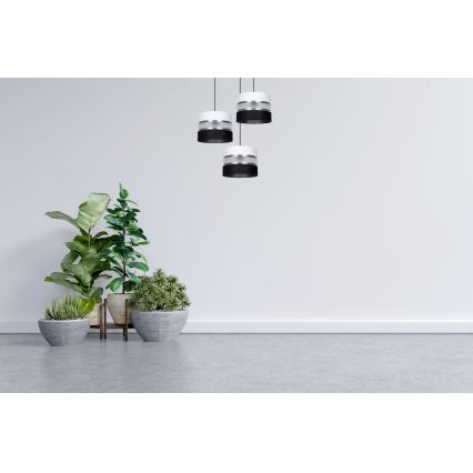 Csillár zsinóron CORAL 3xE27/60W/230V fekete/fehér/matt króm átm. 45 cm