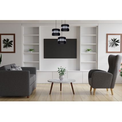 Csillár zsinóron CORAL 3xE27/60W/230V fekete/matt króm átm. 45 cm