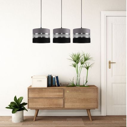 Csillár zsinóron CORAL 3xE27/60W/230V szürke és fekete