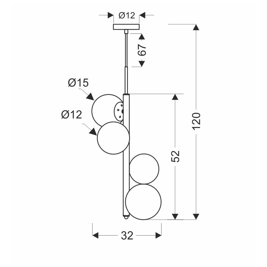 Csillár zsinóron CORDEL 4xG9/20W/230V arany