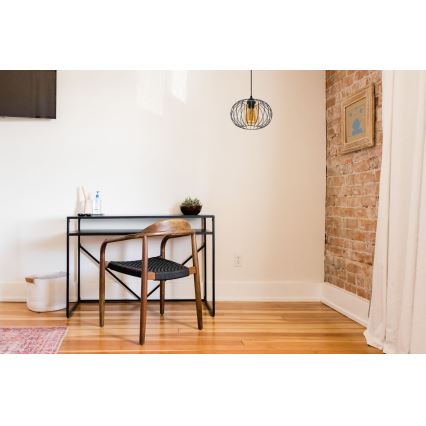 Csillár zsinóron CORRINI 1xE27/60W/230V átm. 25 cm fekete/bézs