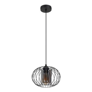 Csillár zsinóron CORRINI 1xE27/60W/230V átm. 25 cm fekete/szürke