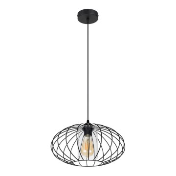 Csillár zsinóron CORRINI 1xE27/60W/230V átm. 34 cm fekete/átlátszó