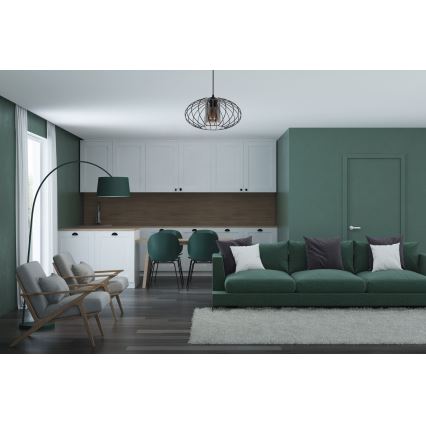 Csillár zsinóron CORRINI 1xE27/60W/230V átm. 34 cm fekete/szürke