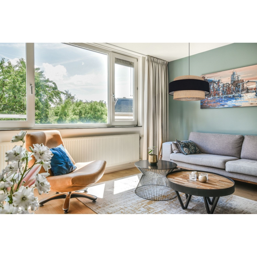 Csillár zsinóron CORSA 1xE27/60W/230V fekete/bézs