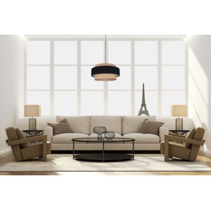 Csillár zsinóron CORSA 1xE27/60W/230V fekete/bézs