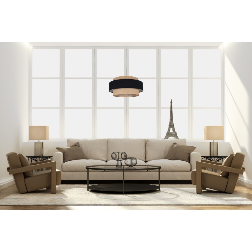 Csillár zsinóron CORSA 1xE27/60W/230V fekete/bézs