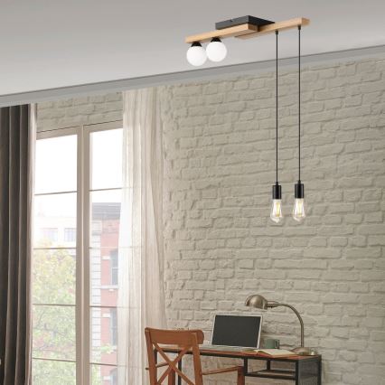 Csillár zsinóron CORTINA 2xE27/15W/230V + 2xG9/5W/230V fekete/tölgy