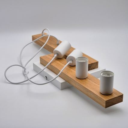 Csillár zsinóron CORTINA 4xE27/15W/230V fehér/tölgy