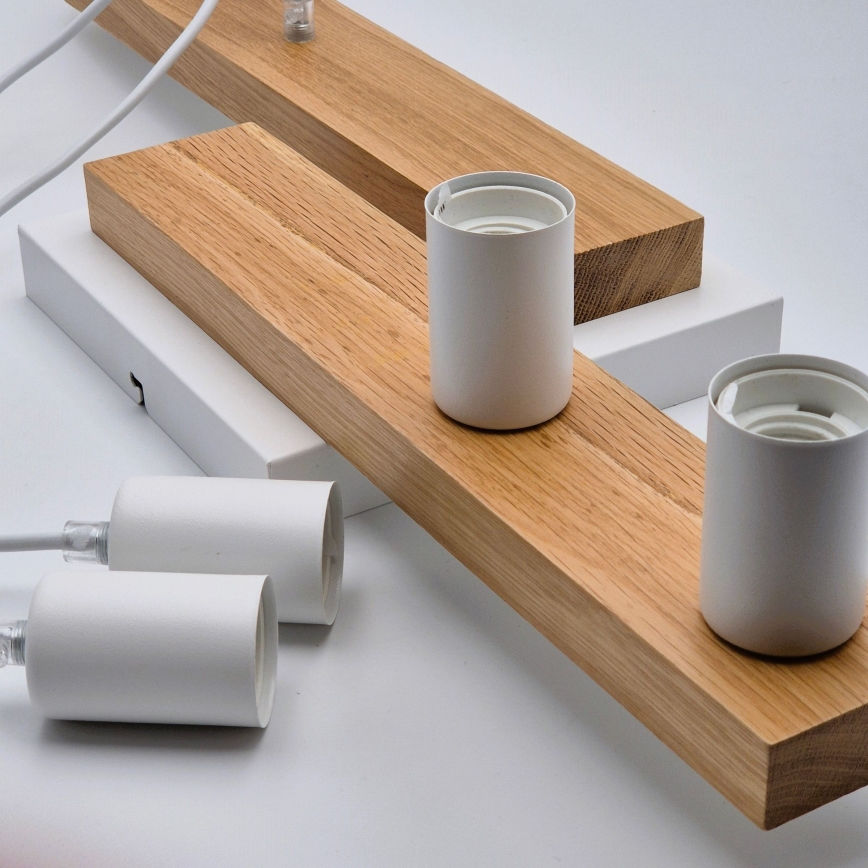 Csillár zsinóron CORTINA 4xE27/15W/230V fehér/tölgy