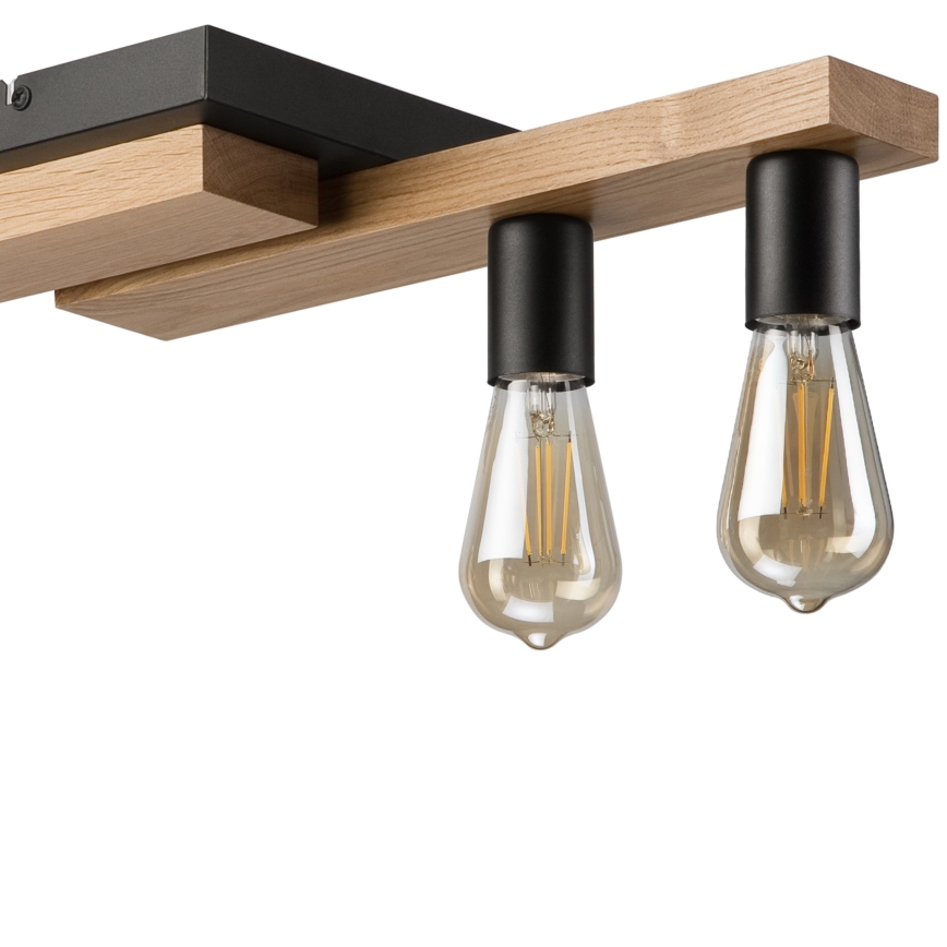 Csillár zsinóron CORTINA 4xE27/15W/230V fekete/tölgy