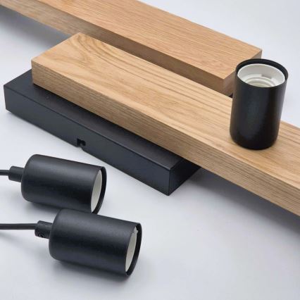 Csillár zsinóron CORTINA 4xE27/15W/230V fekete/tölgy