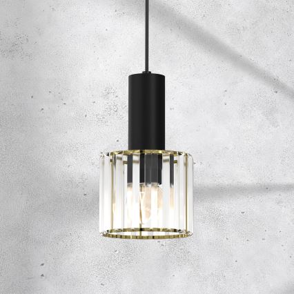 Csillár zsinóron CRISTAL 1xE27/60W/230V fekete