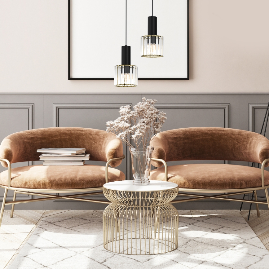 Csillár zsinóron CRISTAL 1xE27/60W/230V fekete