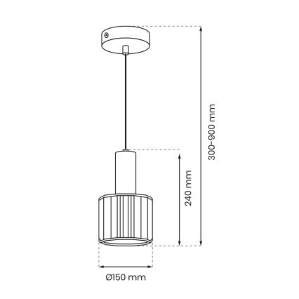 Csillár zsinóron CRISTAL 1xE27/60W/230V fekete