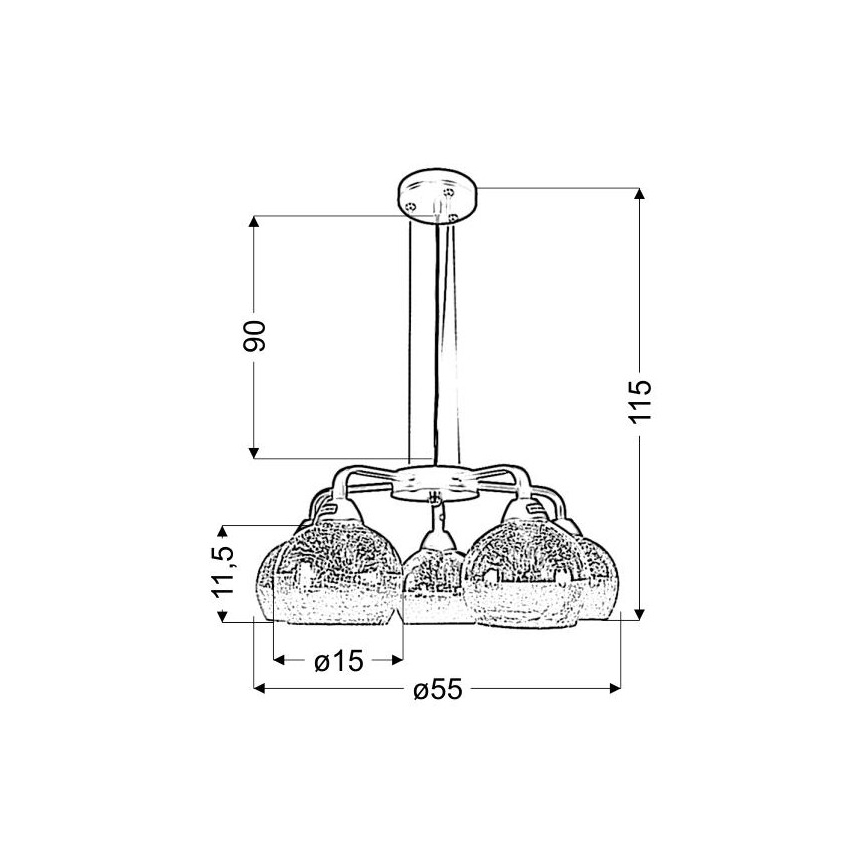 Csillár zsinóron CROMINA 5xE27/60W/230V