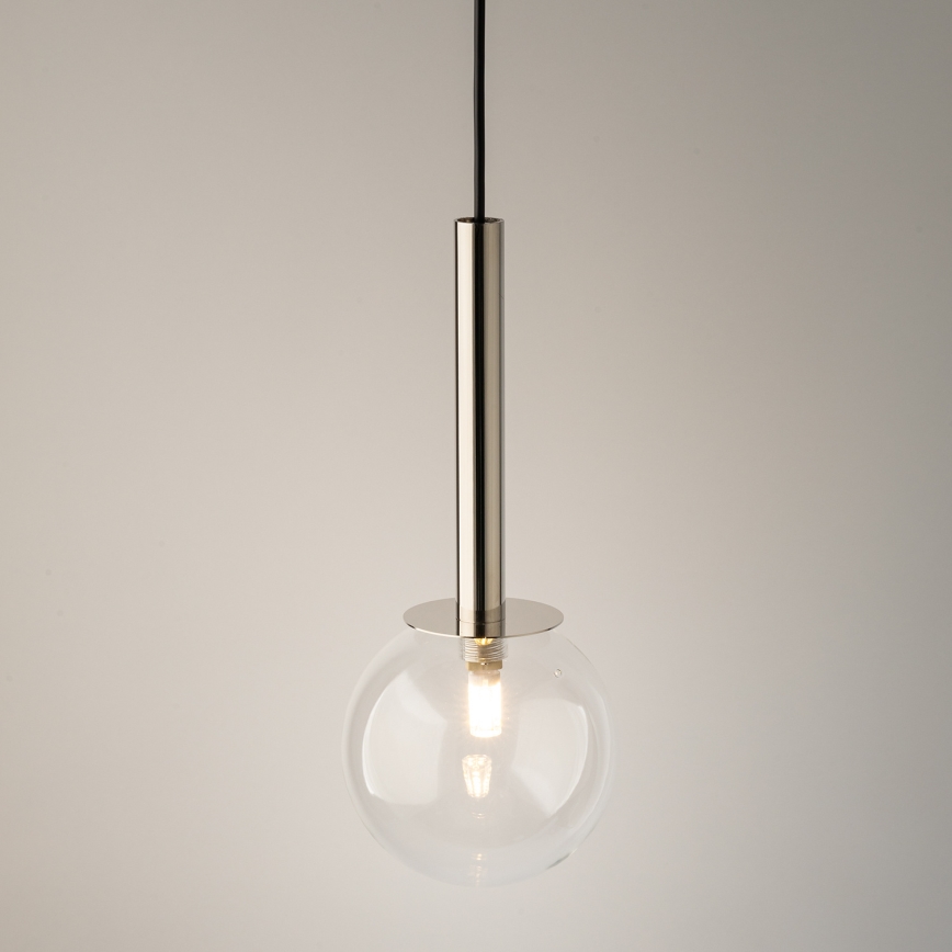 Csillár zsinóron DAISY 1xG9/12W/230V átm. 14 cm fényezett króm/fekete/átlátszó