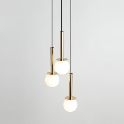 Csillár zsinóron DAISY 3xG9/12W/230V átm. 27 cm arany/fekete/fehér