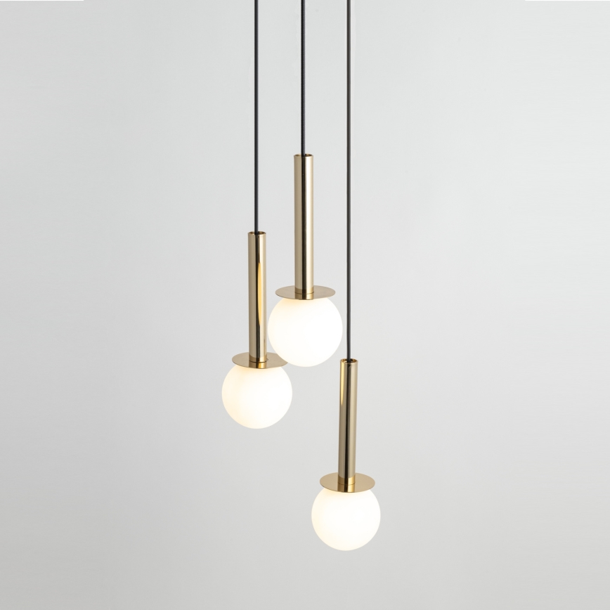 Csillár zsinóron DAISY 3xG9/12W/230V átm. 27 cm arany/fekete/fehér