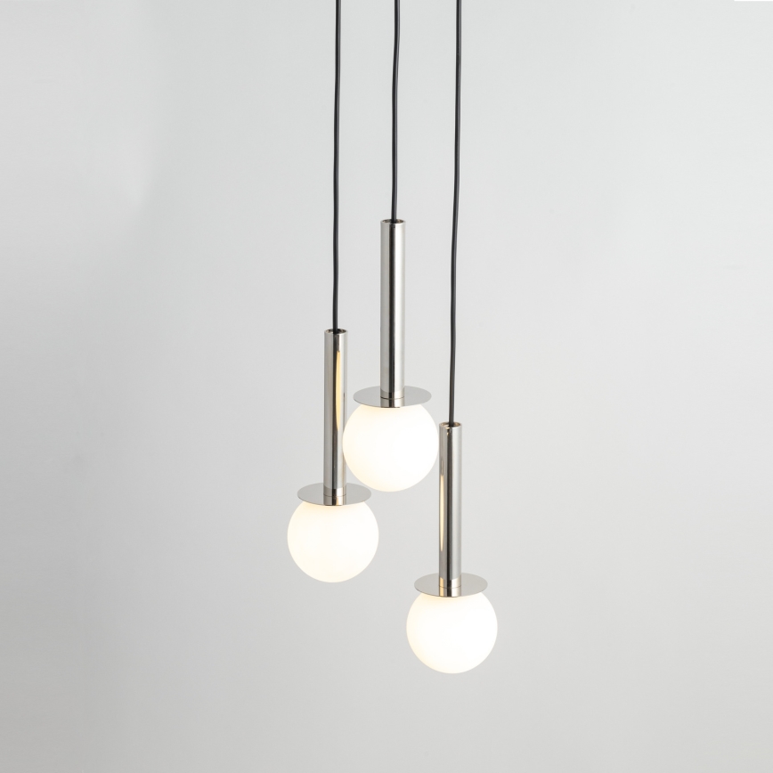 Csillár zsinóron DAISY 3xG9/12W/230V átm. 27 cm fényezett króm/fekete/fehér