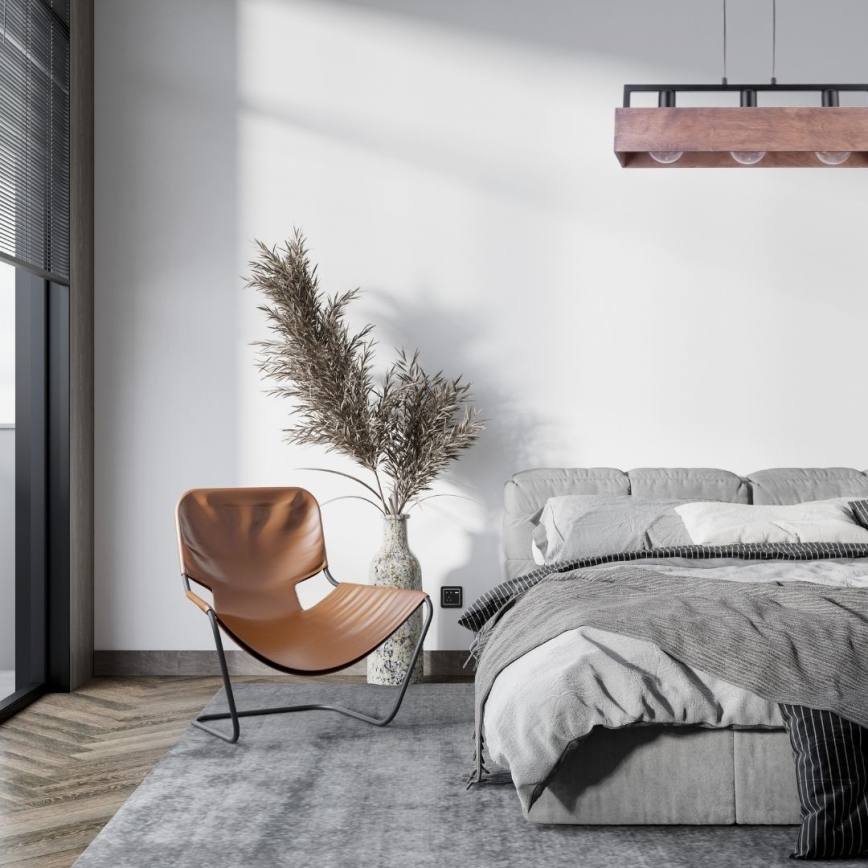 Csillár zsinóron DAKOTA 3xE27/60W/230V fa/fekete