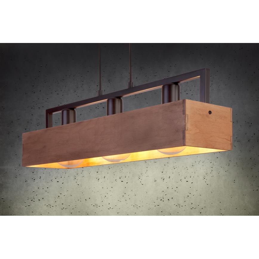 Csillár zsinóron DAKOTA 3xE27/60W/230V fa/fekete