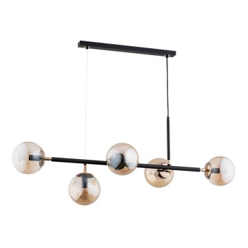 Csillár zsinóron DANSA 5xE14/10W/230V sárgaréz/fekete