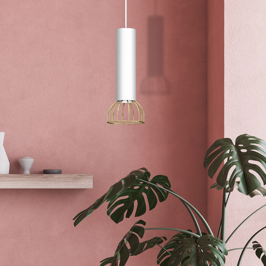 Csillár zsinóron DANTE 1xGU10/25W/230V fehér/arany