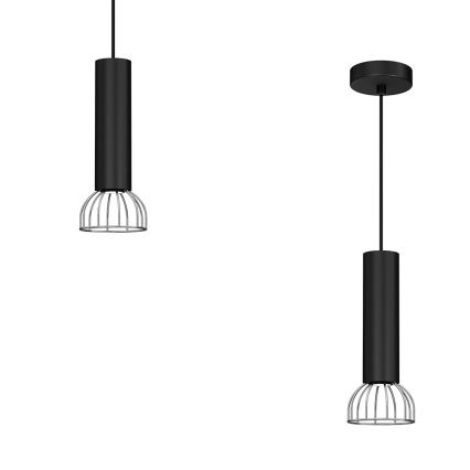Csillár zsinóron DANTE 1xGU10/25W/230V fekete/fényezett króm