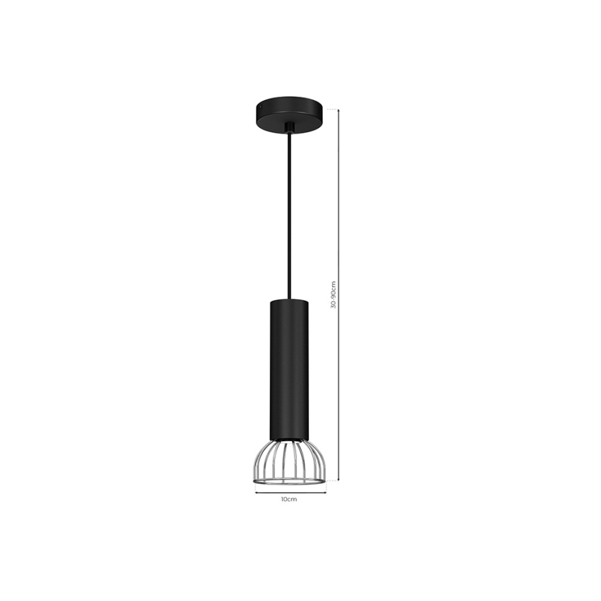 Csillár zsinóron DANTE 1xGU10/25W/230V fekete/fényezett króm