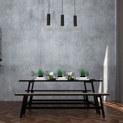 Csillár zsinóron DANTE 3xGU10/25W/230V fekete/arany