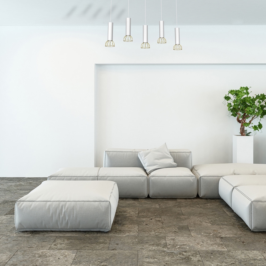 Csillár zsinóron DANTE 5xGU10/25W/230V fehér/arany