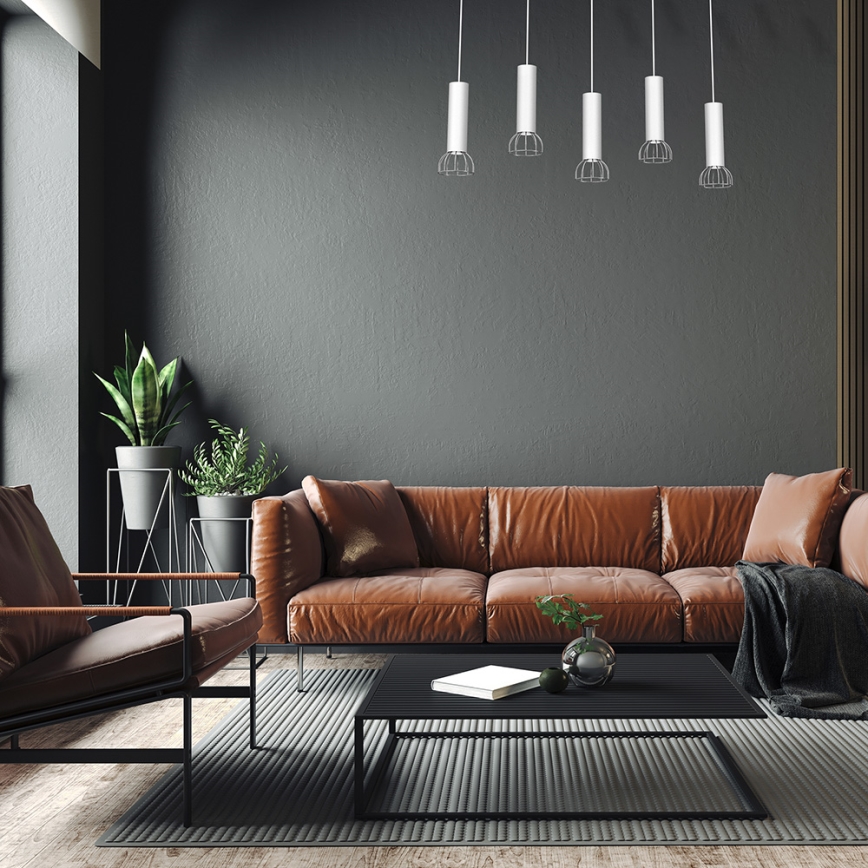 Csillár zsinóron DANTE 5xGU10/25W/230V fehér/fényes króm