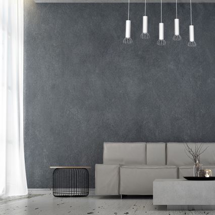 Csillár zsinóron DANTE 5xGU10/25W/230V fehér/fényes króm