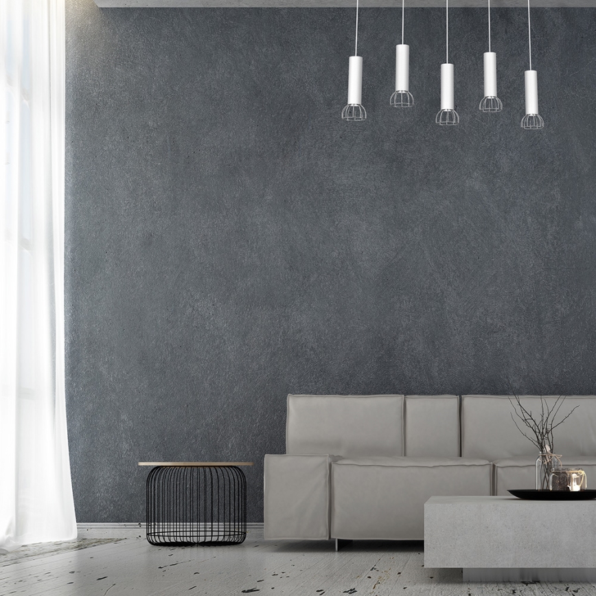 Csillár zsinóron DANTE 5xGU10/25W/230V fehér/fényes króm