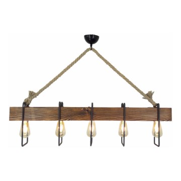 Csillár zsinóron DEMIR 5xE27/40W/230V fenyő