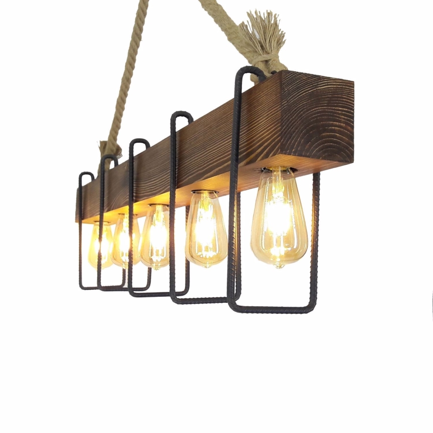 Csillár zsinóron DEMIR 5xE27/40W/230V fenyő