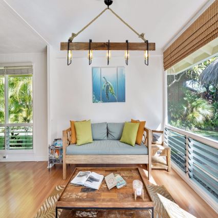 Csillár zsinóron DEMIR 5xE27/40W/230V fenyő