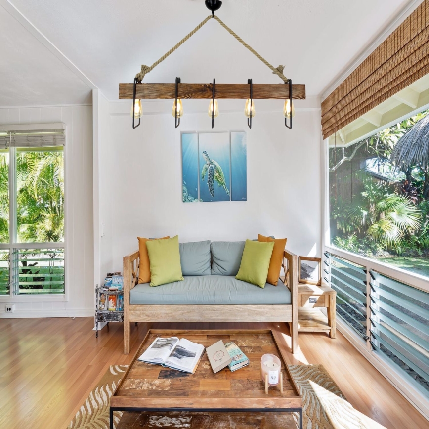 Csillár zsinóron DEMIR 5xE27/40W/230V fenyő