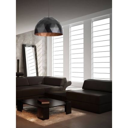 Csillár zsinóron DIAMENT 1xE27/60W/230V á. 35 cm fekete/réz