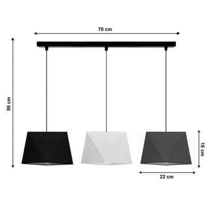 Csillár zsinóron DIAMENT 3xE27/60W/230V